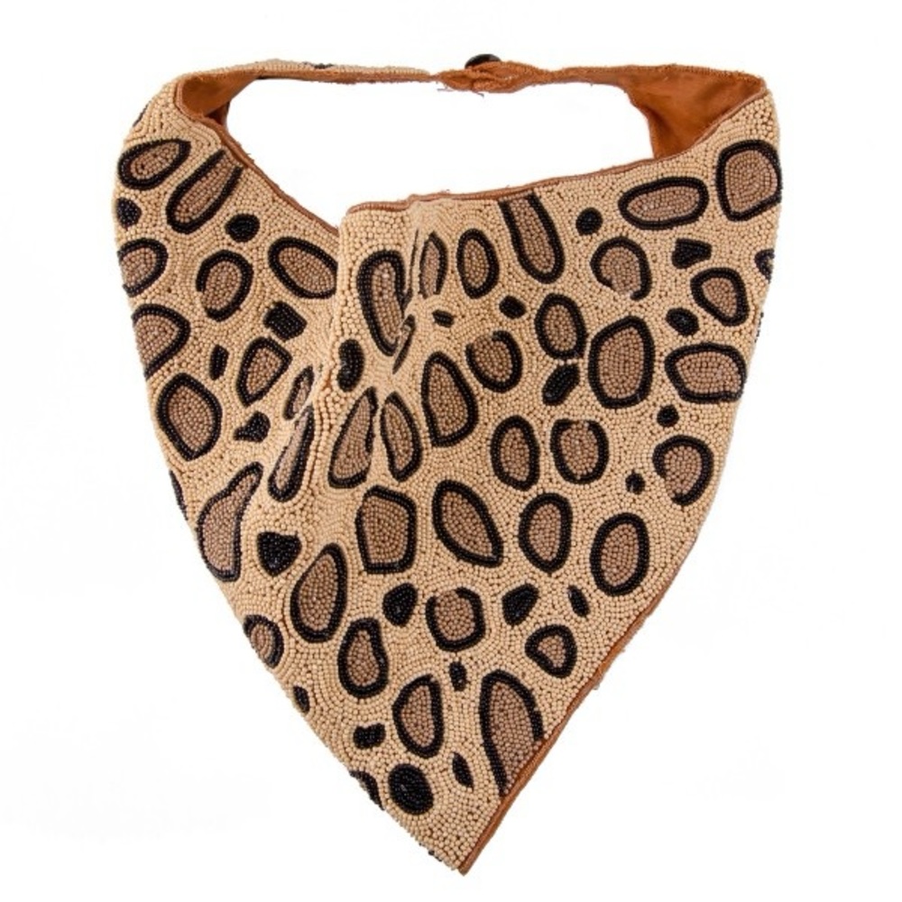 Leopard Print seed bead scarf necklace
